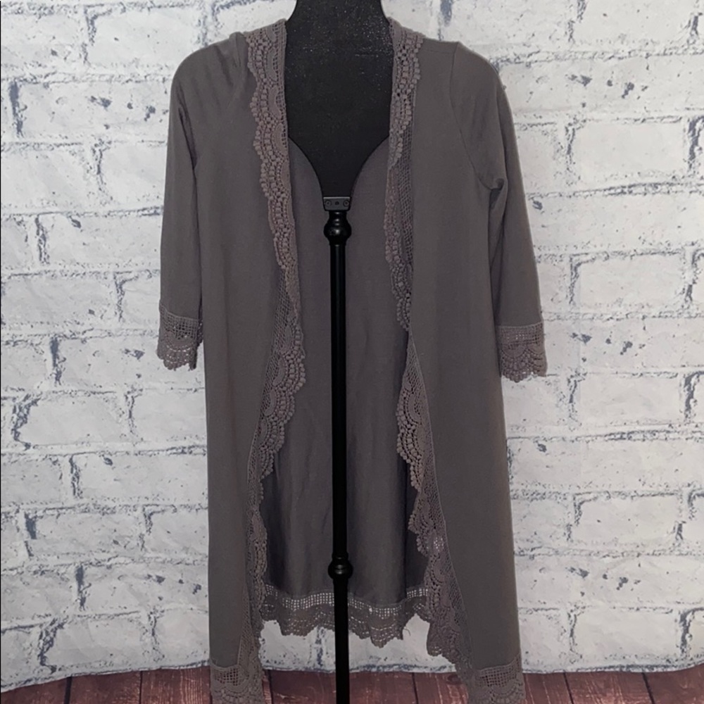 Grey Tickled Teal Sweater